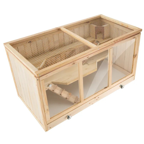 Cage pour rongeurs en bois toit grillagé ouvrant