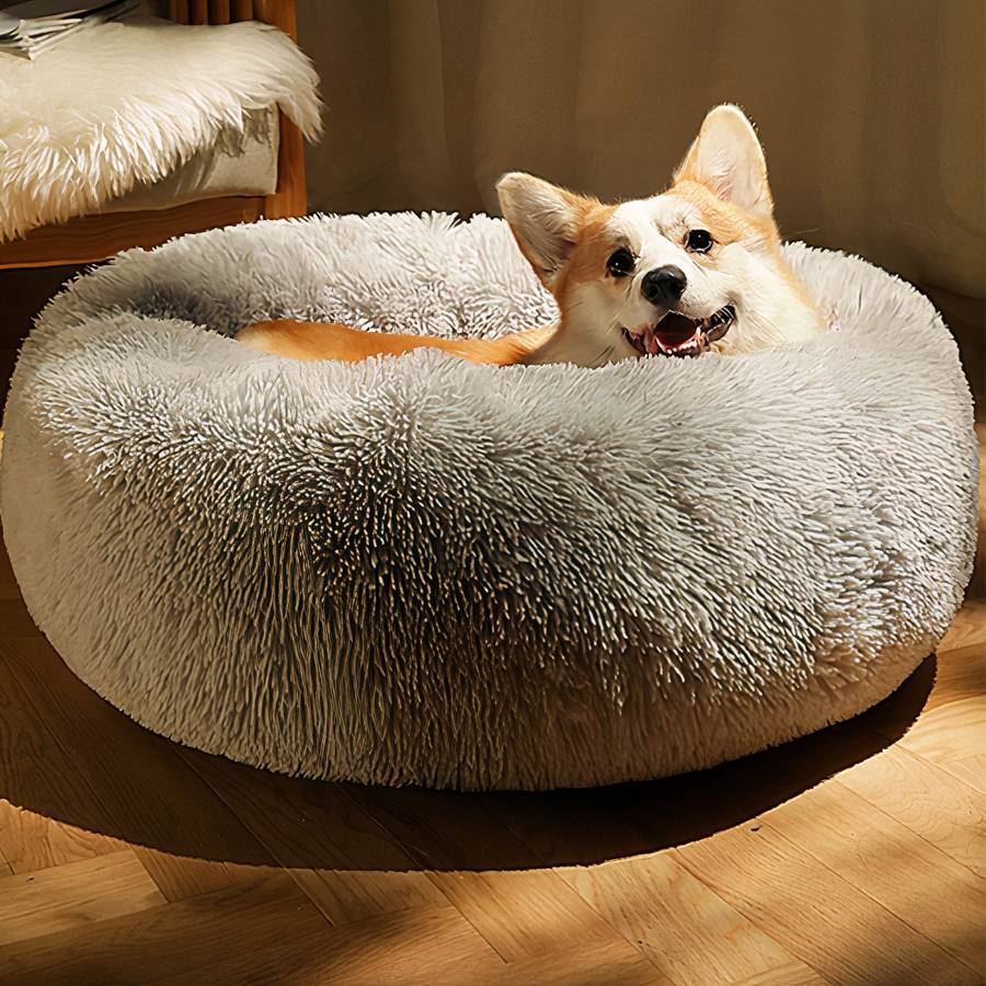 Panier rond en peluche pour chien XXL