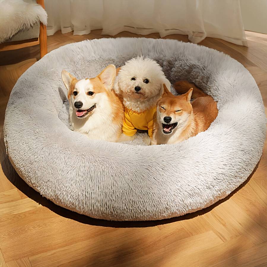 Panier rond en peluche pour chien XXL