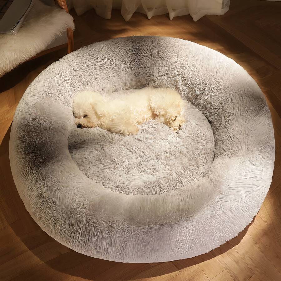 Panier rond en peluche pour chien XXL