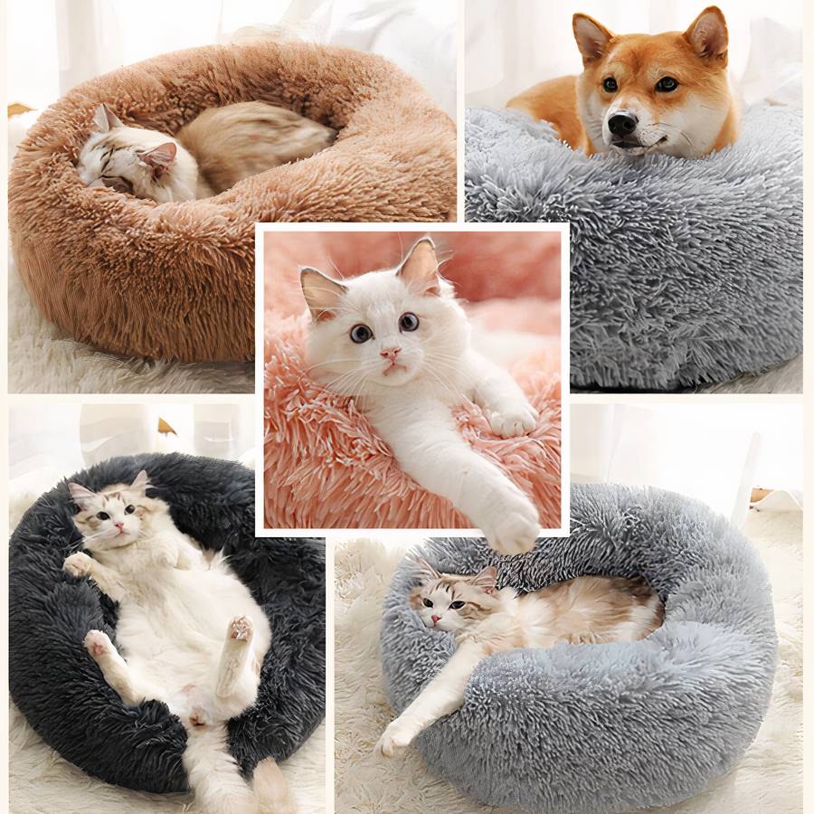 Panier rond en peluche pour chien XXL